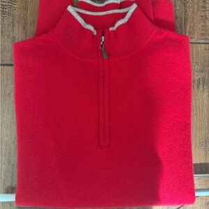 Peter Millar Heritage Italian 100% Cashmere Quarter-Zip Sweater Red Size L